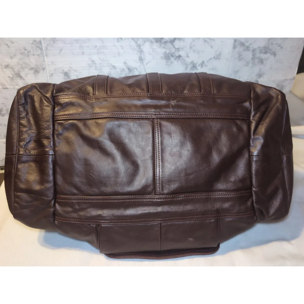 Vintage Genuine Leather Burgundy Duffle Bag Tote Travel Carry-On Shoulder Mexico